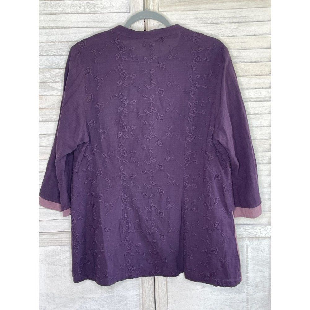 Retro Traditional Chinese 2 Tier Blouse Purple Size Medium - Picture 5 of 6